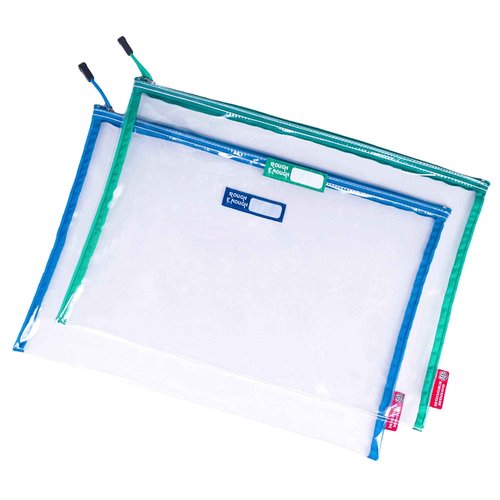 Rough Enough Plastic File Folder Clear Zipper Pouch Bags Document Holder Bag for Organizing A4 Paper Letter Office Teacher Art Supplies Storage