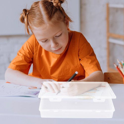 Tofficu Transparent a4 Document Storage Box: Office Desktop File Organizer with, Plastic Paper Holder for Magazines, Photos, Stationery, and More