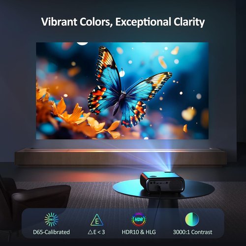 NexiGo PJ40 Projector - WiFi & Bluetooth, Native 1080P, 4K Supported, Ideal for Outdoor Movies & Home Theater