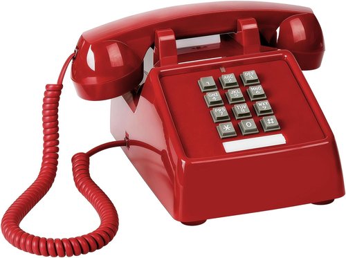Sangyn Vintage Corded Landline Phone - Retro Analog Design with Adjustable Volume | Red Color