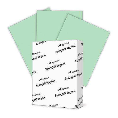 Springhill 8.5” x 11” Green Colored Cardstock Paper, 67lb Vellum Bristol, 147gsm, 250 Sheets (1 Ream) – Premium Lightweight Cardstock, Vellum Printer Paper with Textured Finish – 046000R