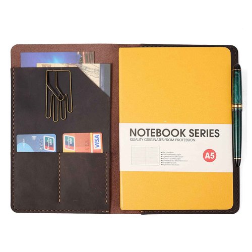 wowlomo Leather Notebook Cover for A5 Moleskine Notebook - 8.3" x 5" inch Handmade Soft Leather Journal Cover, Vintage Refillable Notebook Cover for Hardcover Notebooks Men|Planner|Gift|Coffee Adult