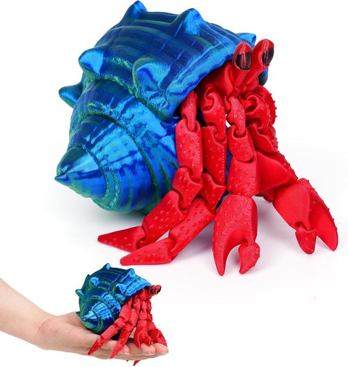 Skiennix 3D Printed Hermit Crab Toy - Full Articulated Flexible Fidget for Autism & ADHD | Blue Green