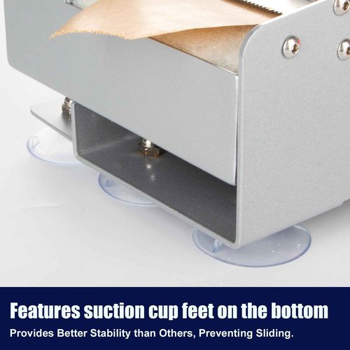 TooCust Metal Water Activated Tape Dispenser, One-Button Tape Feeder for 0.75-3.75" Wide Shipping Tape, with 500ml Auto Water Supply & Suction Cup Feet
