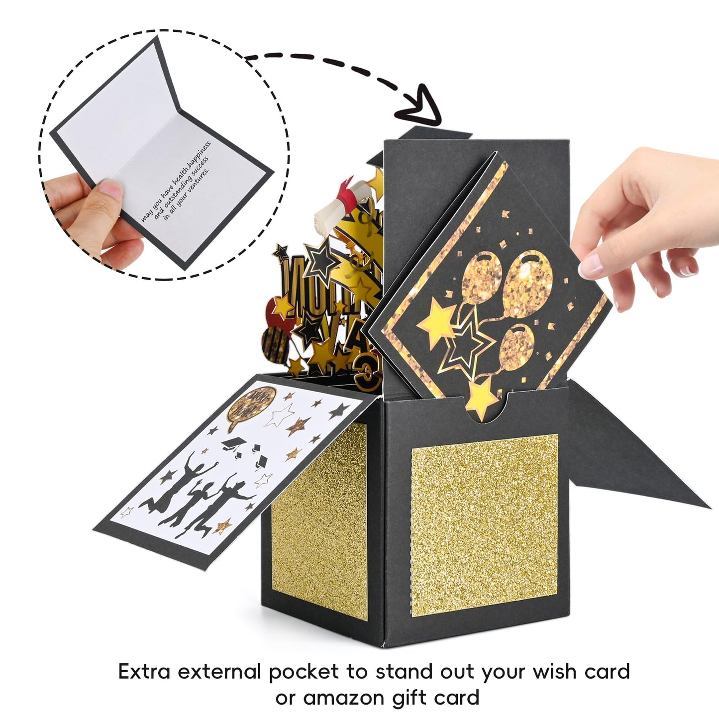 POPGIFTU Graduation Pop Up Card 2026 – 3D Happy Graduation Card with Envelope, Congrats Grad Cards for High School or College Graduate, Money & Gift Card Holder