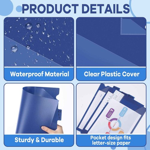 60 PCS Center Tab Poly Out Guides Center Position Tab Vinyl Outguides Plastic File Folders Two Pockets Letter Size Project Folders Clear Front Documents Holder for Home School Office Medical Supplies