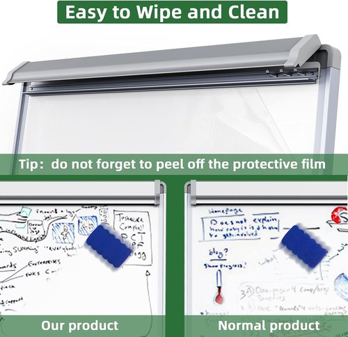 Mobile Dry Erase Board - 40x28 Inch Magnetic Whiteboard with Adjustable Stand & 25 Sheets Paper Pad