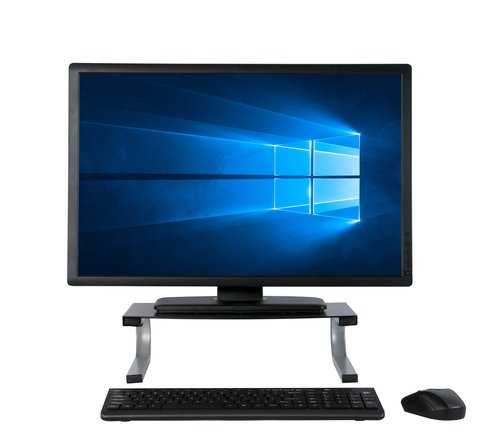 Allsop Redmond Monitor Stand, holds 40 lbs with keyboard storage space - Black (29248)