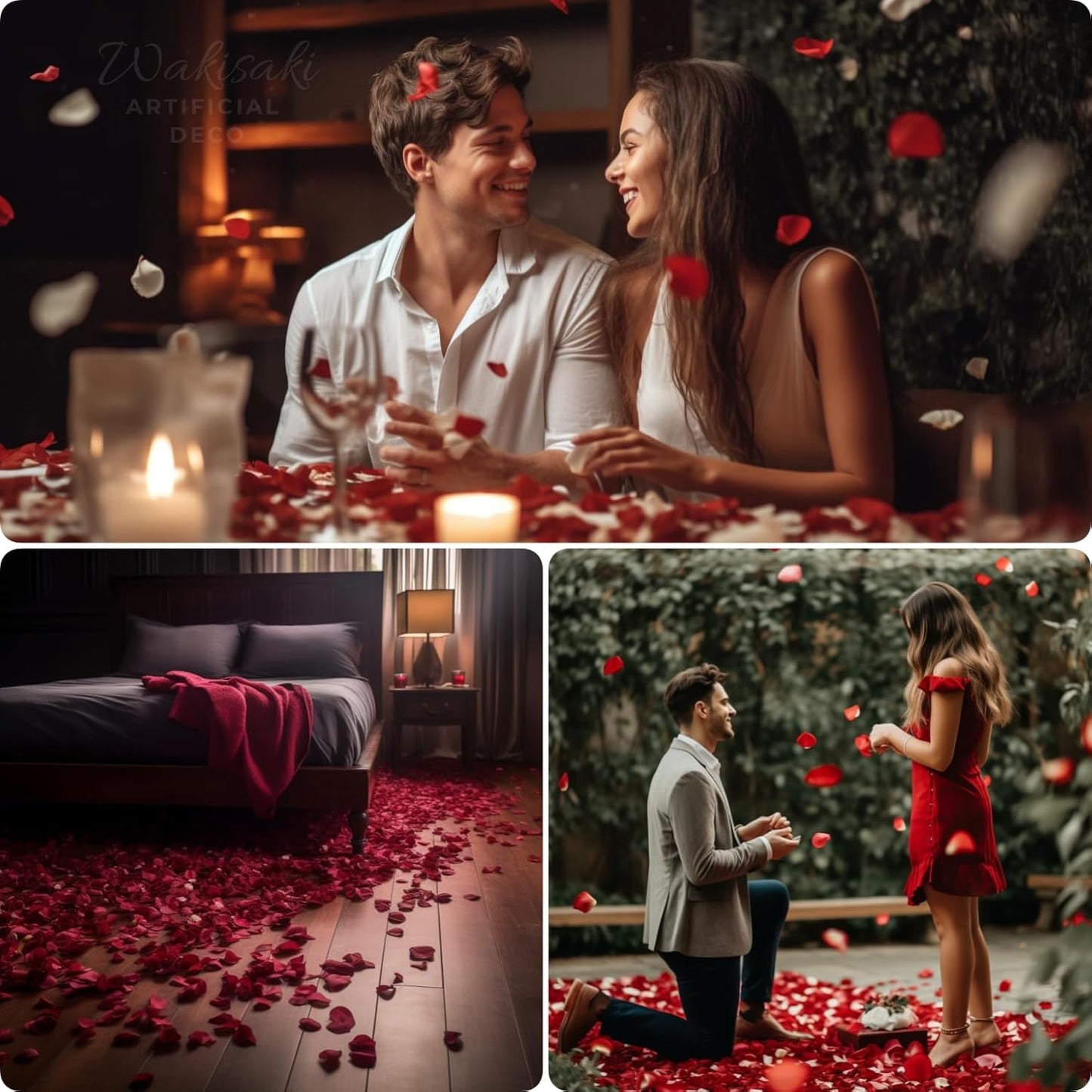 WAKISAKI Artificial Silk Rose Petals - Romantic Wedding Decor | 1,000 PCS Dark Red for Proposals & Anniversaries