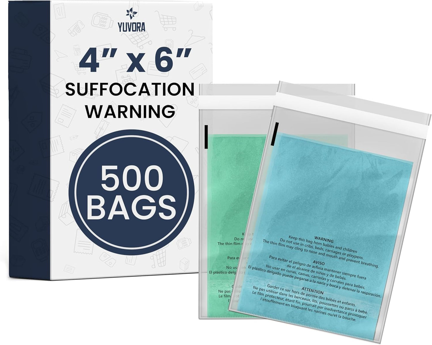 4x6 Clear Poly Bags - 500 Count Resealable Plastic Packaging with Suffocation Warning for Shipping & Storage