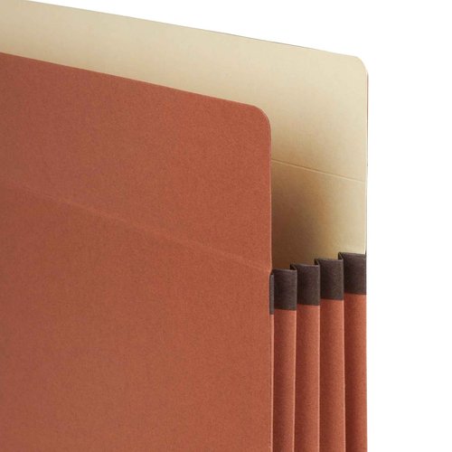 Blue Summit 10 Redwell Folders Letter Size, Brown Accordion File Folders, 3.5” Red Rope Expandable Pockets, Expanding Organizer
