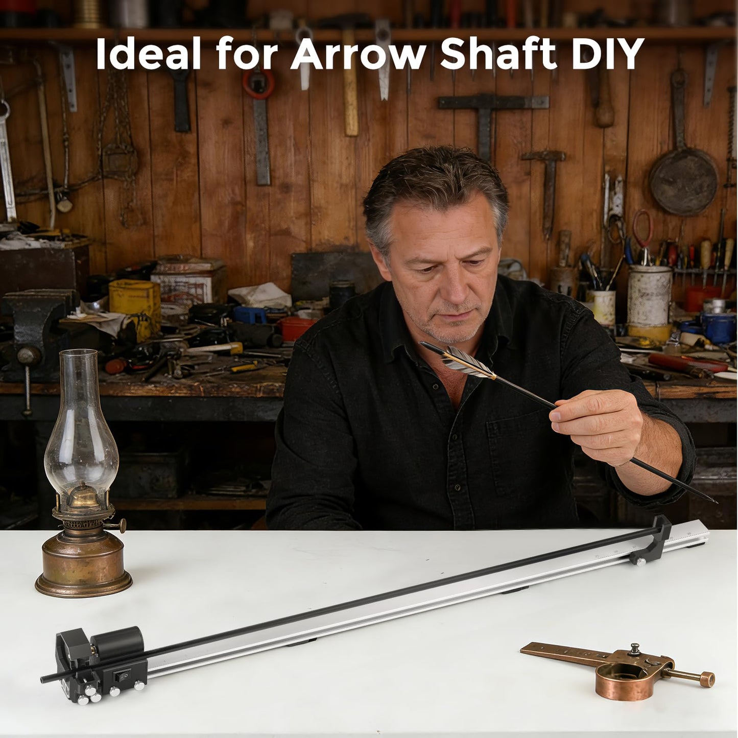 Bonvoisin Arrow Saw Cutter Electric Archery Tools Arrow Cutter Carbon Arrows Kit with 5 Saw Blades for Adjustable Length Arrow Shaft DIY