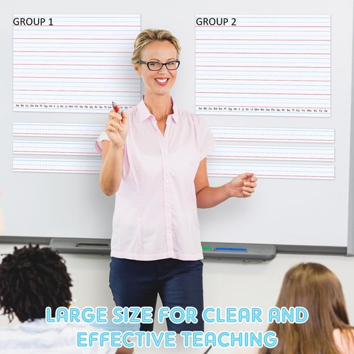 Lincia 12 Pcs Magnetic Sentence Strips Set Include 2 Jumbo 17' x 22' Magnetic Dry Erase Board with Lines 10 24' x 2. 4' Dry Erase Board with Lines Sentence Strips for Teachers Teaching Supplies