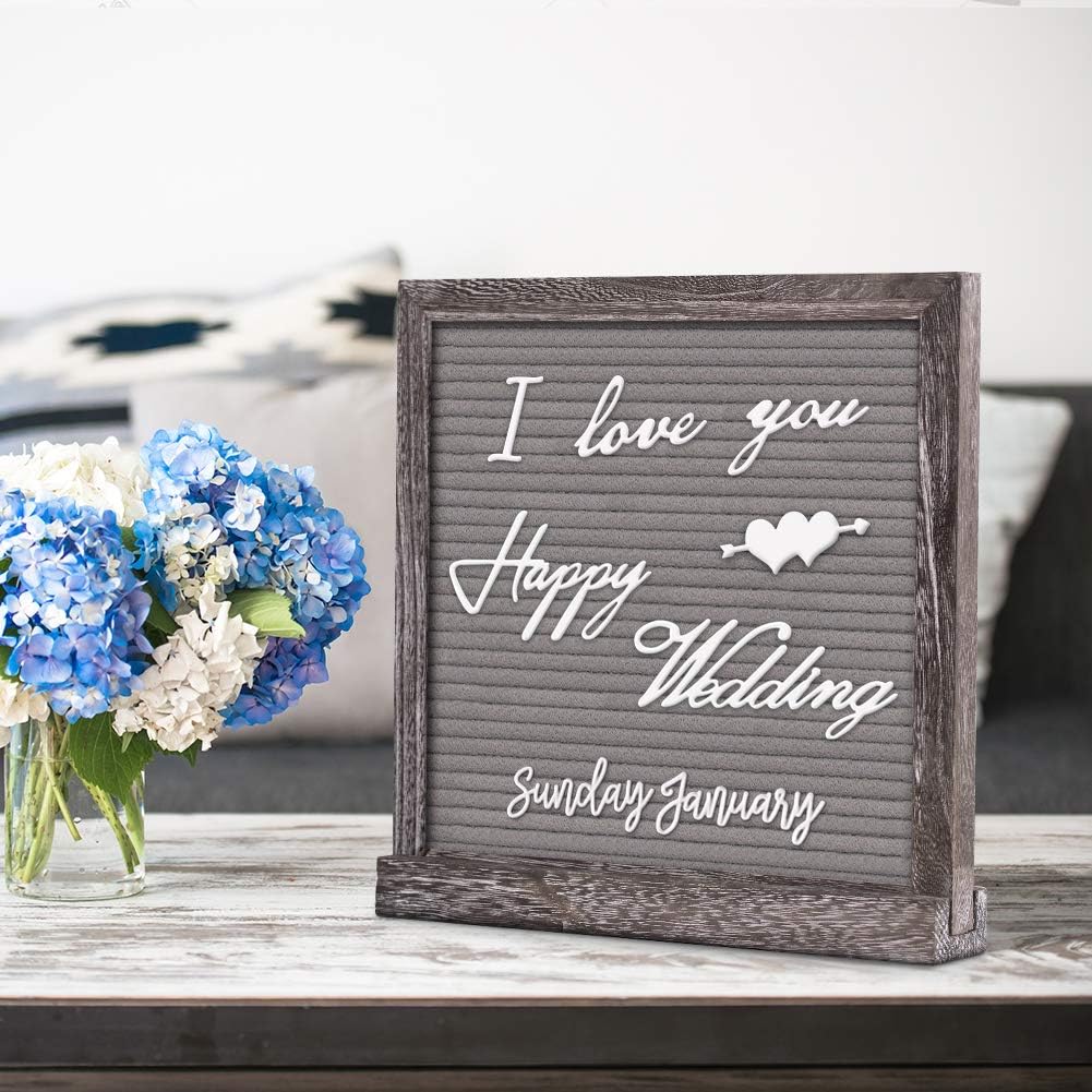 Skiennix Double-Sided Felt Letter Board - Rustic 10x10 Wood Frame with 750 Precut Letters & Numbers | Perfect for Baby Announcements & School Milestones