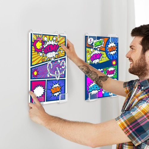Chunful Comic Book Wall Display Shelves - 24 Pcs Clear Floating Frame Holders | Invisible Self-Adhesive Design
