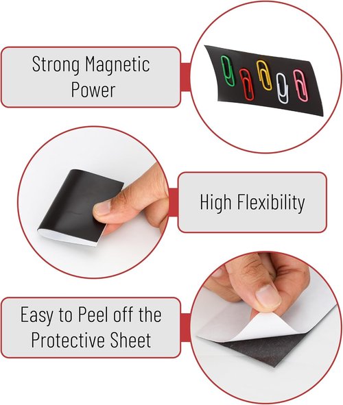 Mr. Pen Adhesive Magnetic Sheets - 3.5" x 2" | 50 Pack Flexible Cuttable Magnets for Crafts & Photos