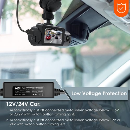 Vantrue 11.5ft USB-C Hardwire Kit (12V–24V to 5V) with Acc Functionality, Low Voltage Protection for N4(S)/N4 Pro(S)/N5(S)/N2X/E1 Pro/E360/ACE/E1 Lite/E2/S1 Pro(MAX)