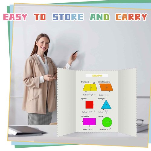 Teling 40 Pcs Trifold Poster Board 36" x 48" Large Science Fair Display Board Lightweight Fold Presentation Paperboard 8 Trifold Display Paperboard and 16 Letter Stickers and 16 Pcs Science Titles