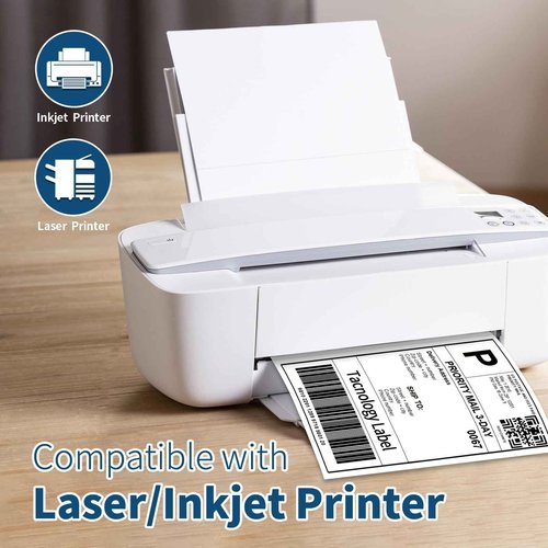 Tacnology 500 Sheets 1000 Labes 8.5"x5.5" Half Sheet Self Adhesive Shipping Labels for Laser & Inkjet Printers, 2 per Page Shipping Mailing Labels, 5 1/2 x 8 1/2 Permanent Adhesive Paper