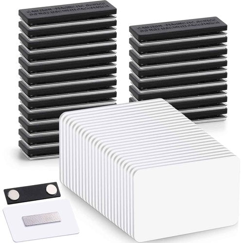 50 Set Name Tags Reusable Name Badge Magnet 3.4 x 2.1'' Blank Magnetic Badge Holder for Personalized Jacket Shirts DIY Kit Office School Supplies