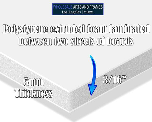3/16" White Foam Core Boards 20x30-5 Pack. Many Sizes Available. Acid Free Craft Poster Board for Signs, Buffered Presentations, School, Office and Art Projects