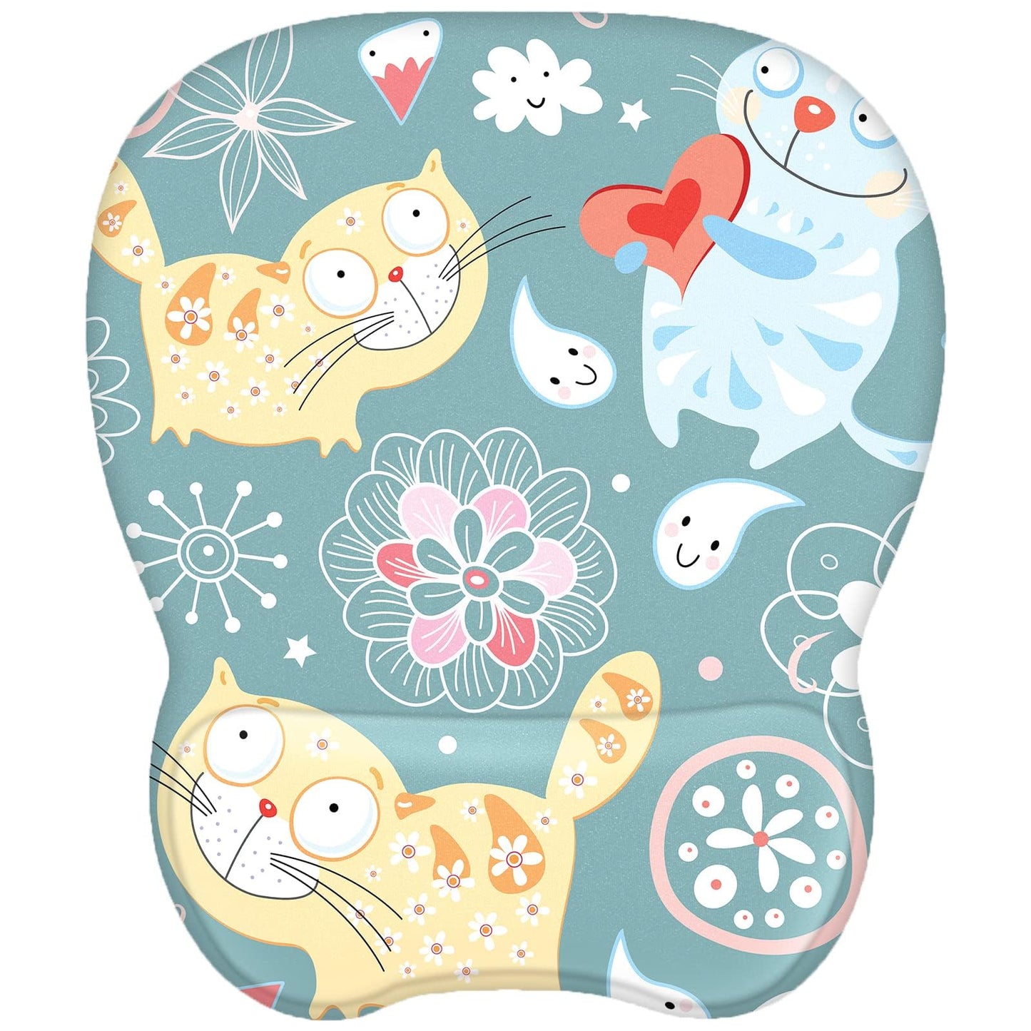 EooCoo Ergonomic Mouse Pad with Wrist Support, Mousepad with Memory Foam Wrist Rest and Non-Slip Base for Computer, Cafe, Home & Office, 9.64 x 8.26 in