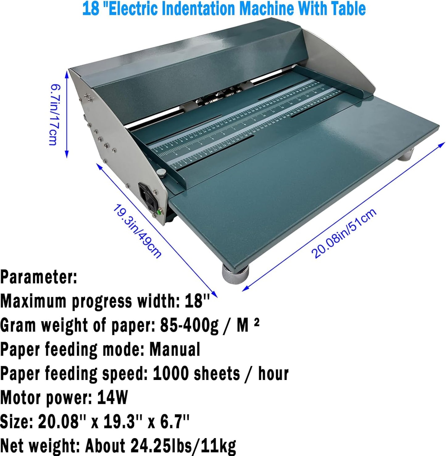 WYDDDARY Electric Creasing Machine - 3-in-1 Crease, Dotted Line & Cut | 18" Paper Feeder, 1000 Sheets/Hour