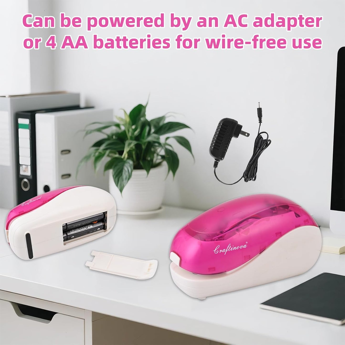 Skiennix Electric Stapler - Pink | 25 Sheet Capacity, Includes 2000 Staples & Staple Remover