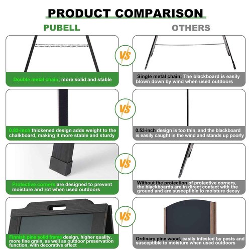 Magnetic Sandwich A-Frame Chalkboard Sign - 40 x 20 Inches, Large Wooden Chalk Board for Sidewalk, Stand up Double-Sided Outdoor Easel Display for Restaurant Cafe Shop Wedding Party or Business