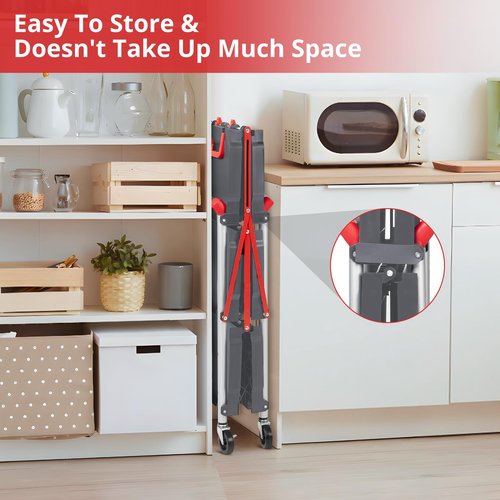 Collapsible Service Cart,3-Tier Portable Cart/Detailing Cart/Utility Carts with 2 Lockable Wheels Use for Home/Commercial/Office/Warehouse,Black, 56 Lb. Load Capacity Per Shelf-Grey