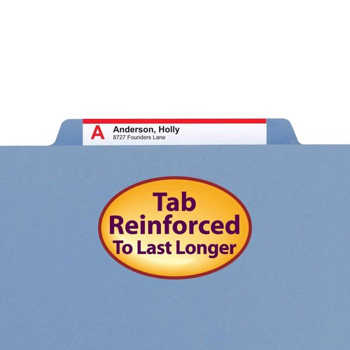 Smead Classification File Folder, 2 Dividers, 2" Expansion, 2/5-Cut Tab, Letter Size, Blue, 10 per Box (14001)