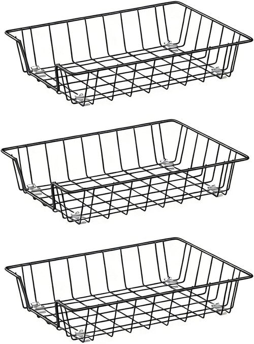 Gawerk Desk Tray Organizer - A4 File & Magazine Storage Baskets | Black, Set of 3