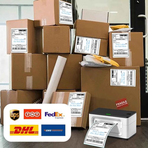 RyhamPaper 4" x 6" Fanfold Direct Thermal Labels, 4000 Labels (4 Stacks of 1000), Blue Background, Super Permanent Adhesive, Compatible with Zebra, Intermec, Datamax, Printronix Printers