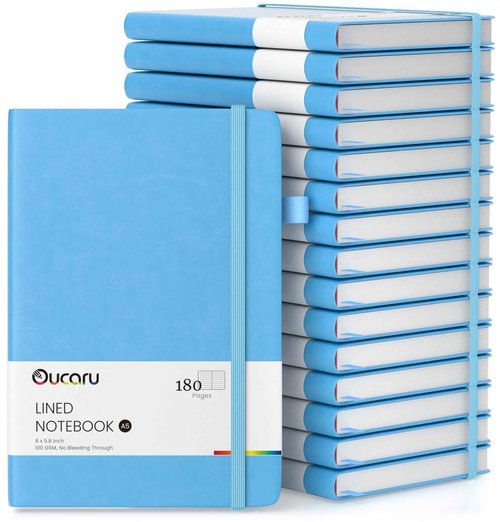 Oucaru Lined Journal Notebook, 16 Pack, 180 Pages, A5 Journals for Writing, 100 GSM Thick Paper, Small Notebooks Daily Journal for Women Men Work, Business, School, Travel Supplies