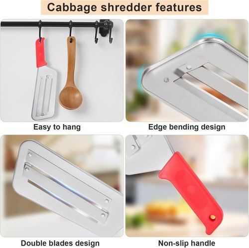 Stainless Steel Shredder Knife, Dual Blade Julienne Cutter, Stainless Steel Dual Blade Julienne Cutter, Cabbage Shredder Kitchen Grater Slicer, Suitable for Kitchen Vegetables (Blue)