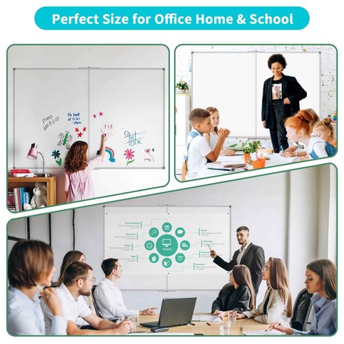 JILoffice Large Foldable White Board 60x40 Inches, Dry Erase Magnetic White Board, Silver Aluminum Frame with 2 Detachable Marker Tray Wall Mounted Board for Office Home and School