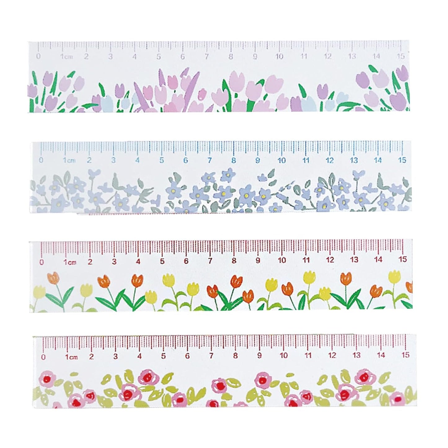 Skiennix Cute Acrylic Rulers - 15cm Floral Cartoon Design for Journals | Perfect for Women & Girls