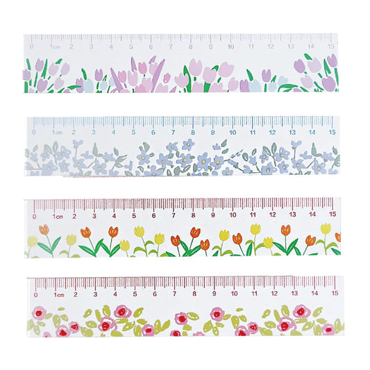 Skiennix Cute Acrylic Rulers - 15cm Floral Cartoon Design for Journals | Perfect for Women & Girls