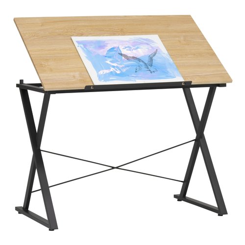 SD STUDIO DESIGNS Axiom II Drawing 42" Wide Adjustable Top Drafting Table, Graphite Black/Ashwood