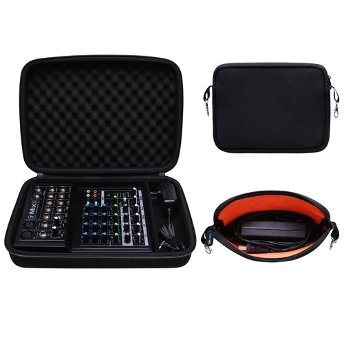 DR·AMIU Hard Case Compatible with Behringer FLOW 8 / Xenyx 1002SFX, Mackie MobileMix 8-channel, Mackie Mix8 / ProFX6v3+ / ProFX6v3 Compact Mixer with Small Storage Bag, Travel Carrying Case