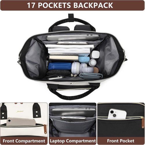 Focdod Women's Backpack - Stylish 15.6 Inch Laptop Bag | Waterproof Travel & Work Purse in Beige, Black, Brown