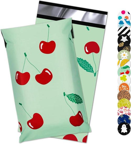 Cherry | Waterproof Poly Mailers - 6x9 Inch, 100 Pcs Tear-Resistant Shipping Bags for Clothing