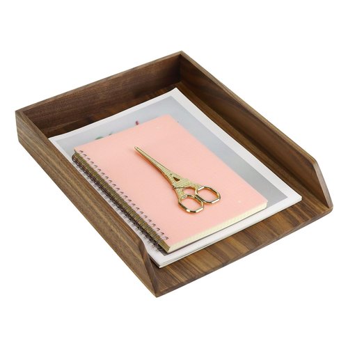 Buqoo North American Black Walnut Letter Tray Desk Organizer, A4 Wooden File Tray - Paper Organizer for Storage Paper Letter Folders Notebooks Copy Print for Home Office