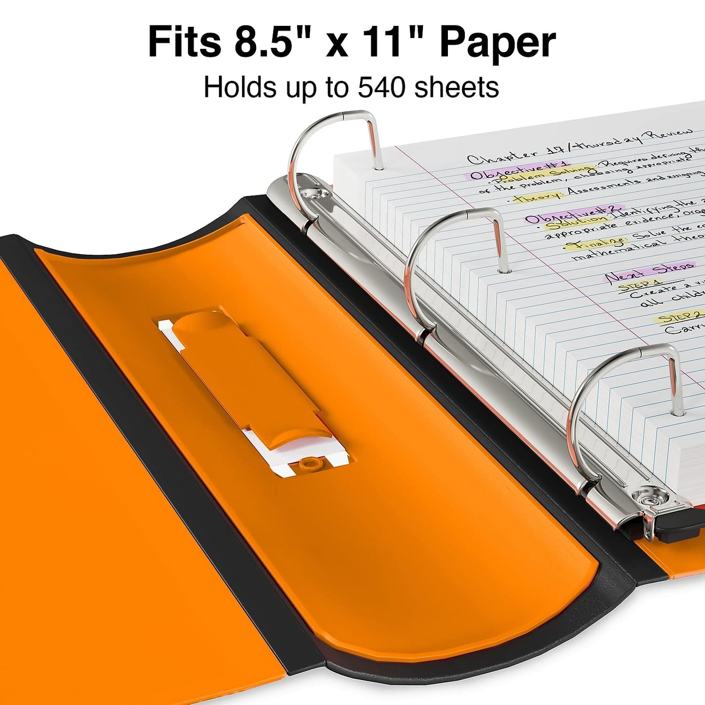 Staples Better Binder, 2" D‑Ring 3‑Ring Binder, Bright Orange, Reinforced Rubber Spine, Durable High‑Capacity Binder for School & Office