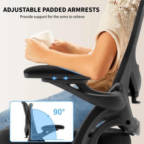 Chairoyal Drafting Chair, Ergonomic Standing Desk Chair with Flip-up Armrests, Tall Office Chair for Standing Desk, Counter Height Office Chairs with Footrest and Adjustable Lumbar Support, Black