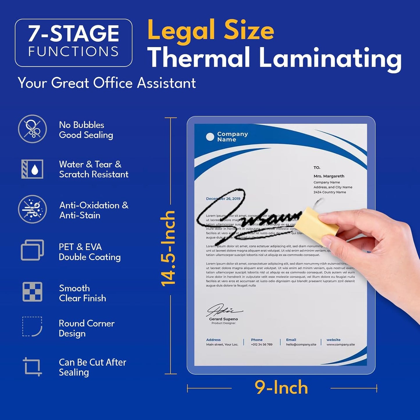 Uinkit Legal Size Laminating Pouches - 4mil Heavy Duty 100 Pack, 8.5x14 Inches for Durable Documents & Menus