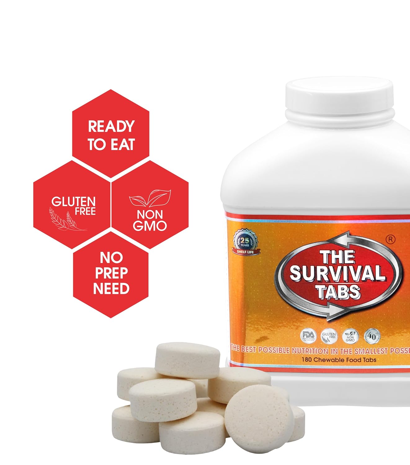 Survival Tabs | 60-Day Emergency Food Replacement - 720 Non-GMO Gluten-Free Tablets for Camping & Hiking