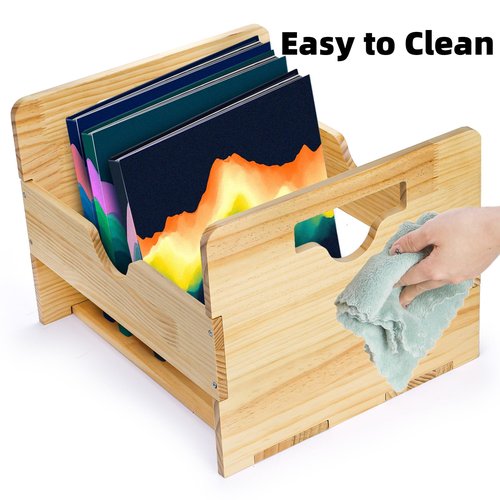 ZOOFOX Vinyl Record Storage Crate, Wood Crate Unfinished, Wooden Record Holder Stores up to 80 Albums, Large LP Album Shelf Vinyl Storage Cube Organizer Box