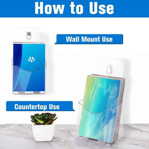 Dyrfolm 14 Pieces Acrylic Brochure Holder,4 x 7.9 Inch Plastic Flyer Display Stand,Pamphlet Holder Wall Mount Clear Countertop Organizer,Clear Literature Holder,Flyer Holder for Office,Home,Store