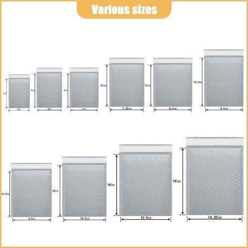 PRIMPKG 6in x 9in Bubble Mailer, Gray Poly Mailer, Padded Envelope, Shipping Envelope, Waterproof, Self-Sealing, For Small Business, Shipping, Mailing, Boutique Packaging(250PCS)